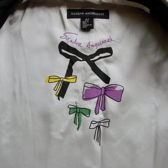 Sandra Angelozzi Black Pinstripe Blazer Jacket Button Office Size EU 42 Large - Picture 5 of 15